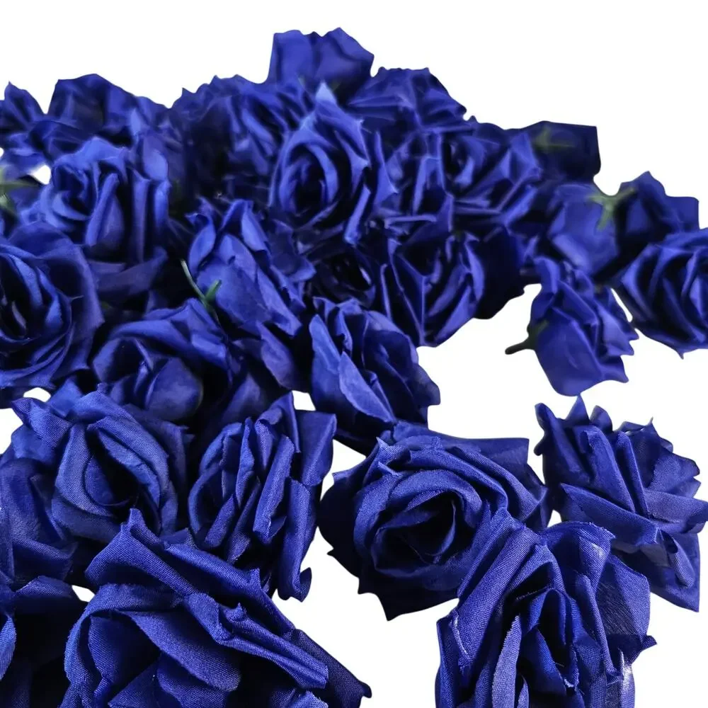 63 Royal Blue Silk Rose Heads 3 inch Artificial Wedding Flowers DIY Craft Decor